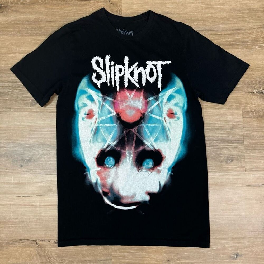 Slipknot Two Face Band Tee Shirt Size Small Black 100% Cotton Heavy Metal Horror